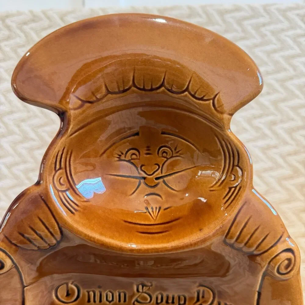 Vintage California Pottery Chef Onion Soup Dip Recipe Platter